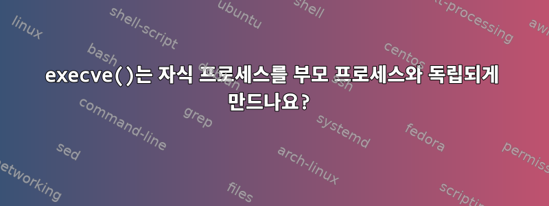 execve()는 자식 프로세스를 부모 프로세스와 독립되게 만드나요?