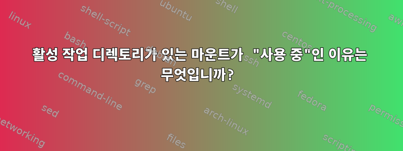 활성 작업 디렉토리가 있는 마운트가 "사용 중"인 이유는 무엇입니까?