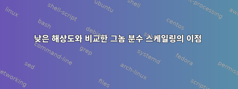 낮은 해상도와 비교한 그놈 분수 스케일링의 이점