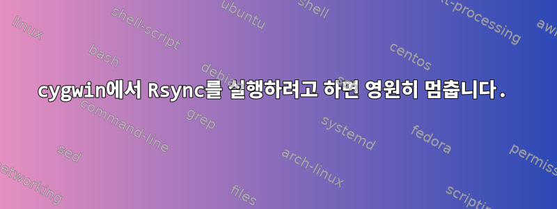 cygwin에서 Rsync를 실행하려고 하면 영원히 멈춥니다.