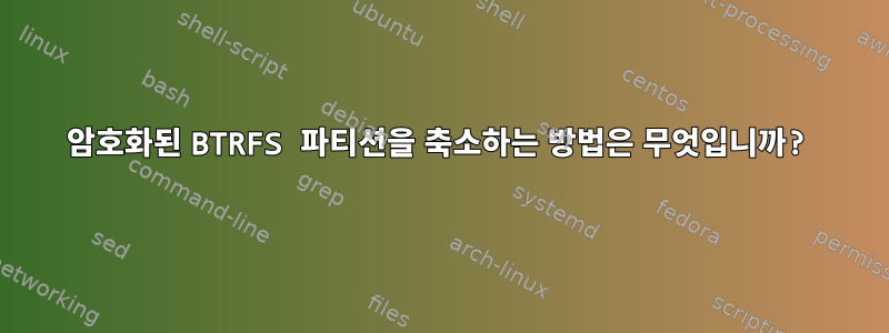 암호화된 BTRFS 파티션을 축소하는 방법은 무엇입니까?