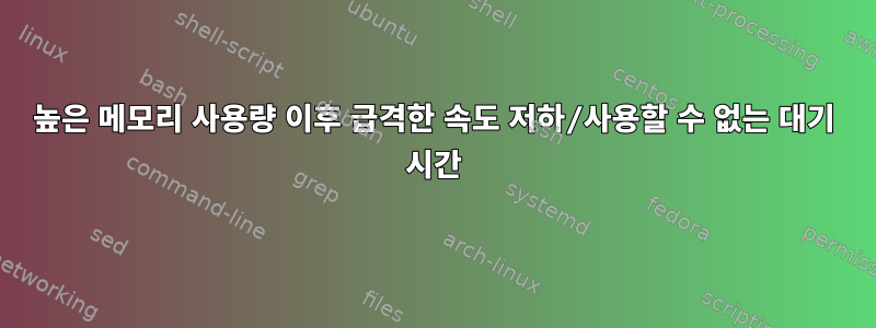 높은 메모리 사용량 이후 급격한 속도 저하/사용할 수 없는 대기 시간