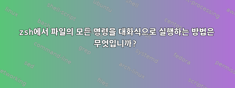 zsh에서 파일의 모든 명령을 대화식으로 실행하는 방법은 무엇입니까?