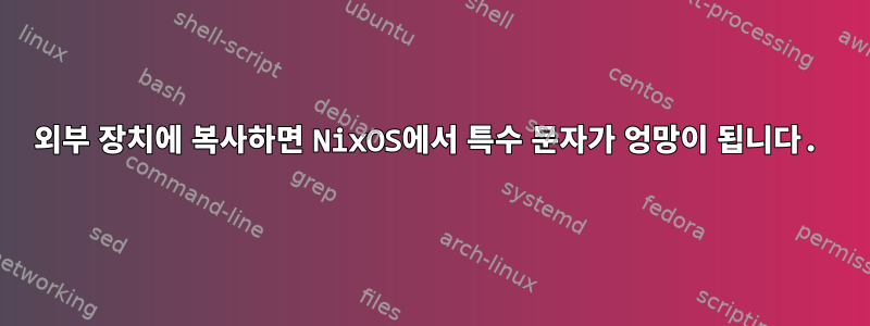 외부 장치에 복사하면 NixOS에서 특수 문자가 엉망이 됩니다.