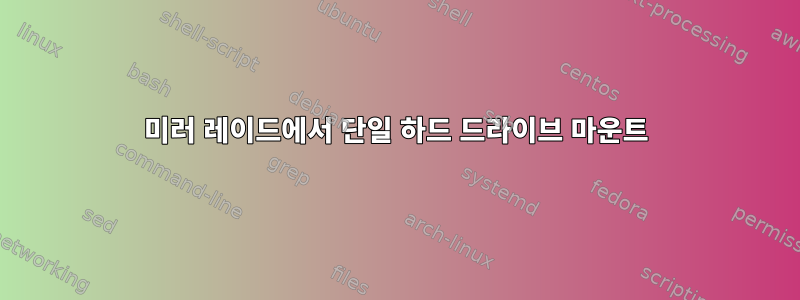 미러 레이드에서 단일 하드 드라이브 마운트