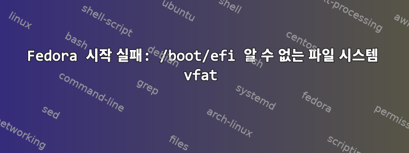 Fedora 시작 실패: /boot/efi 알 수 없는 파일 시스템 vfat