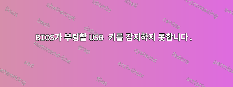 BIOS가 부팅할 USB 키를 감지하지 못합니다.