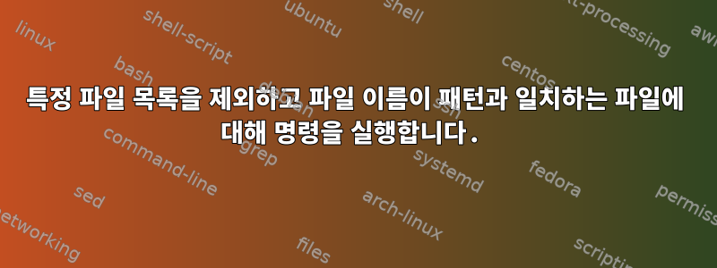 특정 파일 목록을 제외하고 파일 이름이 패턴과 일치하는 파일에 대해 명령을 실행합니다.