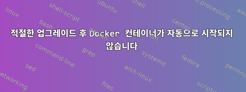 적절한 업그레이드 후 Docker 컨테이너가 자동으로 시작되지 않습니다