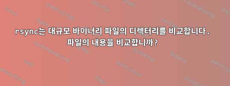 rsync는 대규모 바이너리 파일의 디렉터리를 비교합니다. 파일의 내용을 비교합니까?