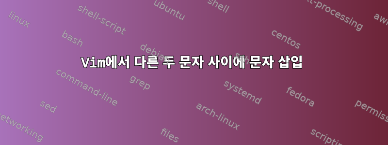 Vim에서 다른 두 문자 사이에 문자 삽입