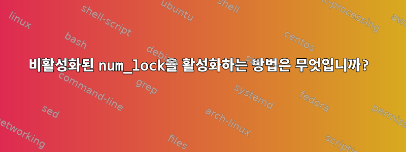 비활성화된 num_lock을 활성화하는 방법은 무엇입니까?