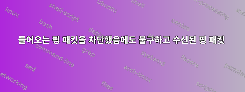 들어오는 핑 패킷을 차단했음에도 불구하고 수신된 핑 패킷