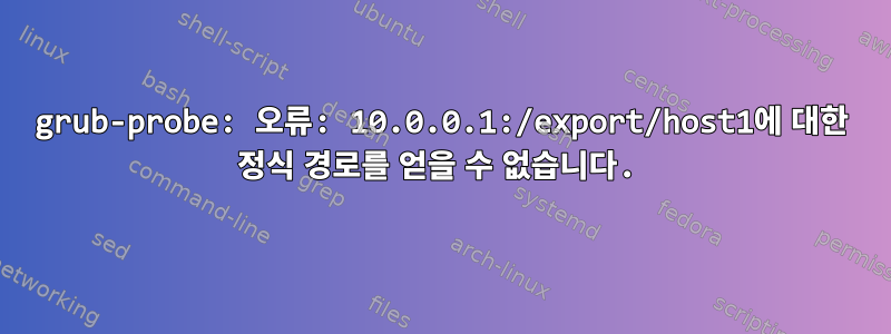 grub-probe: 오류: 10.0.0.1:/export/host1에 대한 정식 경로를 얻을 수 없습니다.