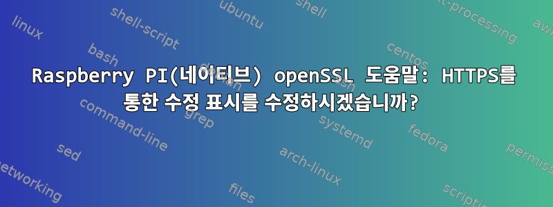 Raspberry PI(네이티브) openSSL 도움말: HTTPS를 통한 수정 표시를 수정하시겠습니까?