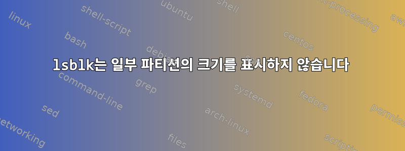 lsblk는 일부 파티션의 크기를 표시하지 않습니다