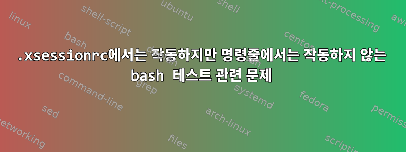 .xsessionrc에서는 작동하지만 명령줄에서는 작동하지 않는 bash 테스트 관련 문제