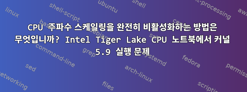 CPU 주파수 스케일링을 완전히 비활성화하는 방법은 무엇입니까? Intel Tiger Lake CPU 노트북에서 커널 5.9 실행 문제