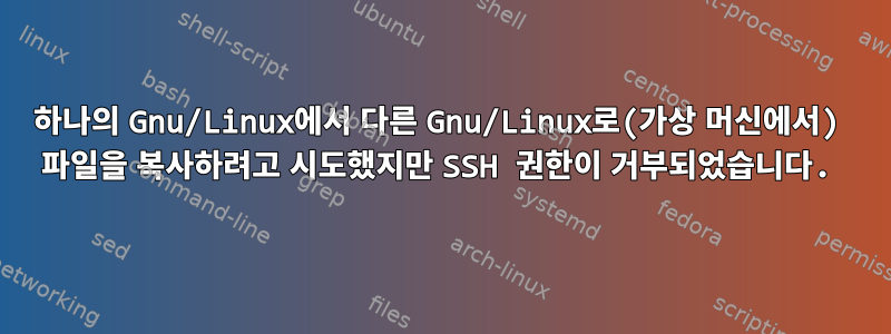 하나의 Gnu/Linux에서 다른 Gnu/Linux로(가상 머신에서) 파일을 복사하려고 시도했지만 SSH 권한이 거부되었습니다.