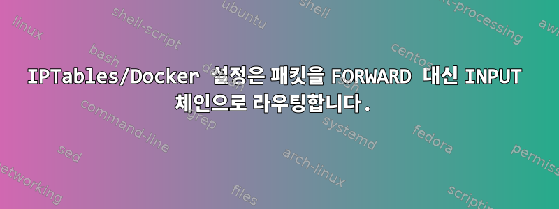 IPTables/Docker 설정은 패킷을 FORWARD 대신 INPUT 체인으로 라우팅합니다.