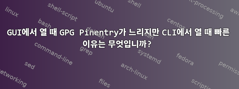 GUI에서 열 때 GPG Pinentry가 느리지만 CLI에서 열 때 빠른 이유는 무엇입니까?