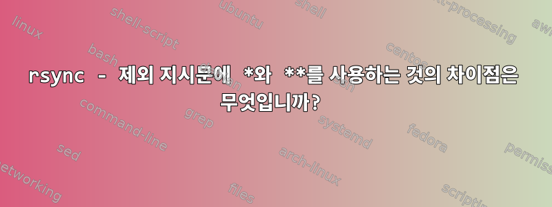 rsync - 제외 지시문에 *와 **를 사용하는 것의 차이점은 무엇입니까?