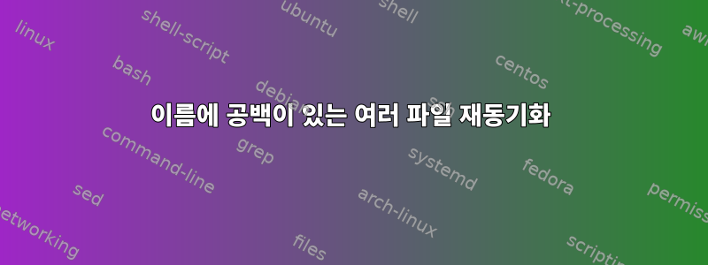 이름에 공백이 있는 여러 파일 재동기화