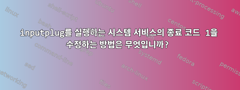 inputplug를 실행하는 시스템 서비스의 종료 코드 1을 수정하는 방법은 무엇입니까?