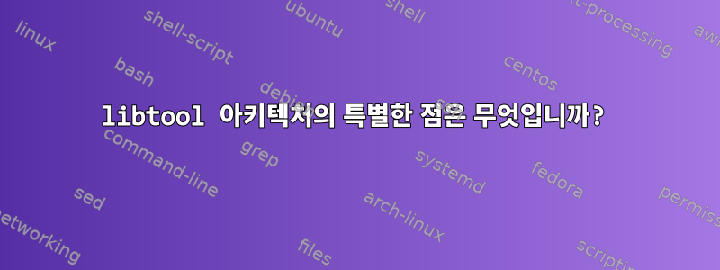 libtool 아키텍처의 특별한 점은 무엇입니까?