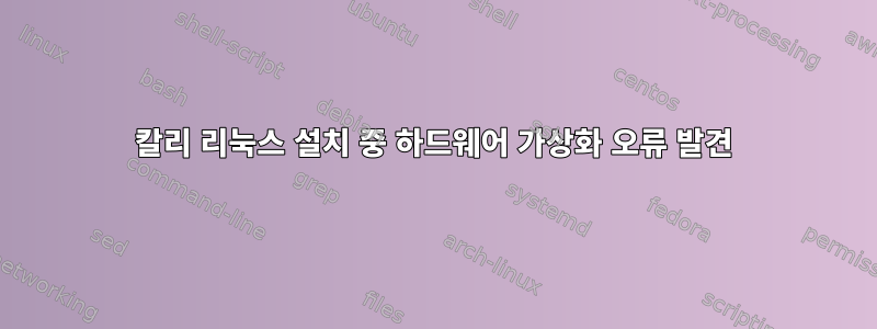 칼리 리눅스 설치 중 하드웨어 가상화 오류 발견