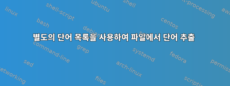 별도의 단어 목록을 사용하여 파일에서 단어 추출