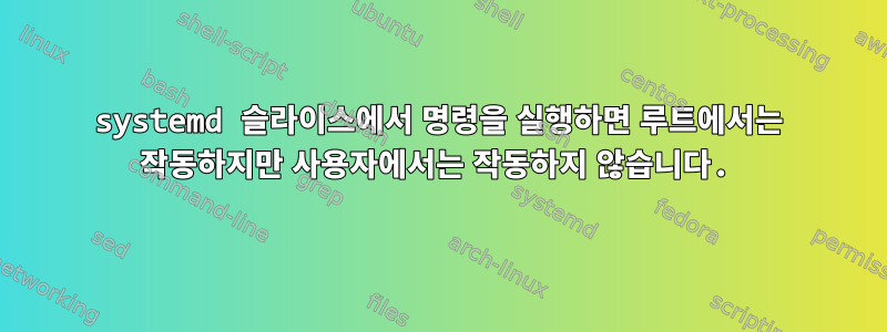 systemd 슬라이스에서 명령을 실행하면 루트에서는 작동하지만 사용자에서는 작동하지 않습니다.