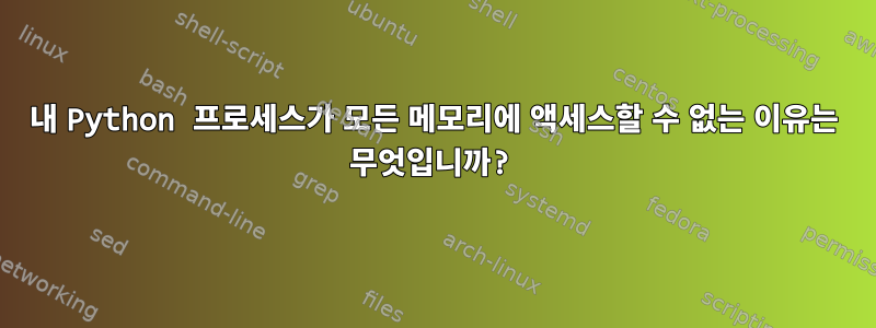 내 Python 프로세스가 모든 메모리에 액세스할 수 없는 이유는 무엇입니까?