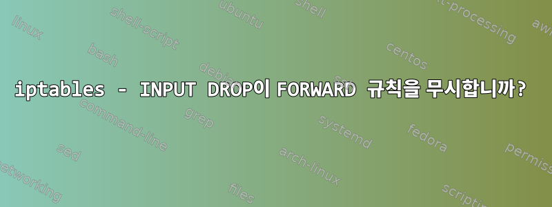 iptables - INPUT DROP이 FORWARD 규칙을 무시합니까?