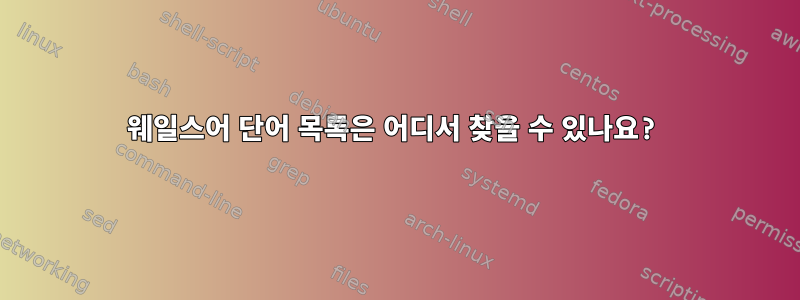 웨일스어 단어 목록은 어디서 찾을 수 있나요?