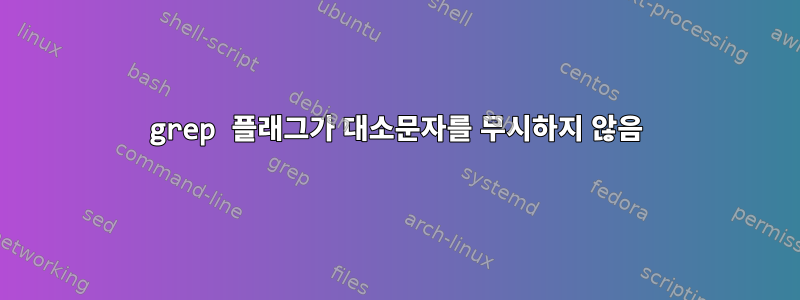 grep 플래그가 대소문자를 무시하지 않음