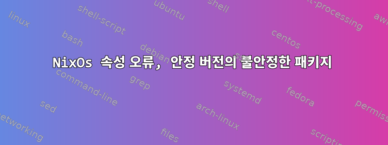 NixOs 속성 오류, 안정 버전의 불안정한 패키지