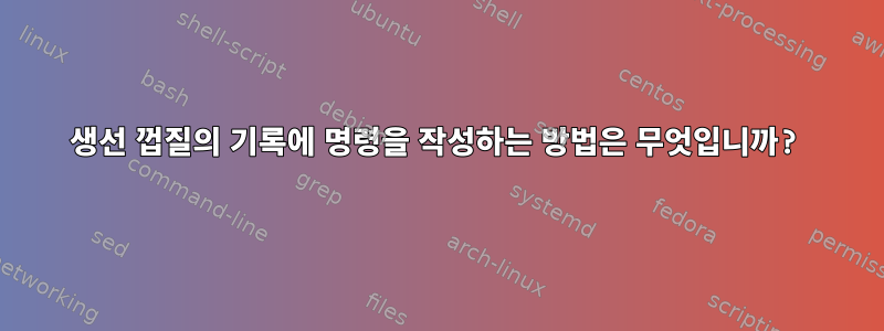 생선 껍질의 기록에 명령을 작성하는 방법은 무엇입니까?