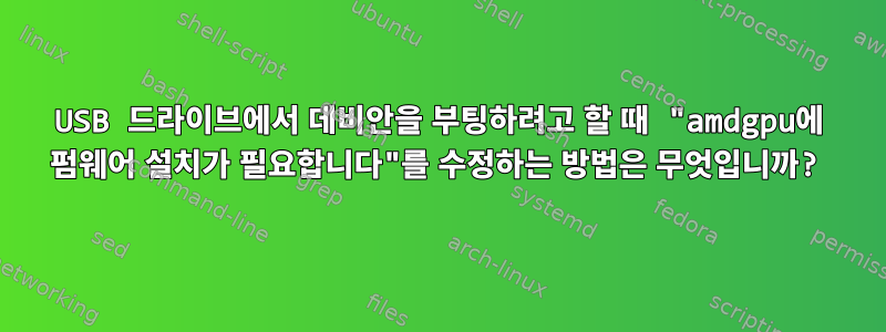 USB 드라이브에서 데비안을 부팅하려고 할 때 "amdgpu에 펌웨어 설치가 필요합니다"를 수정하는 방법은 무엇입니까?