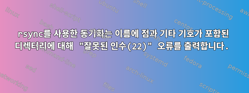 rsync를 사용한 동기화는 이름에 점과 기타 기호가 포함된 디렉터리에 대해 "잘못된 인수(22)" 오류를 출력합니다.