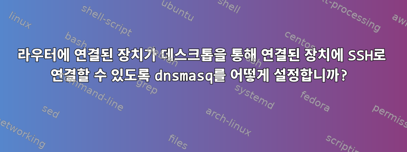 라우터에 연결된 장치가 데스크톱을 통해 연결된 장치에 SSH로 연결할 수 있도록 dnsmasq를 어떻게 설정합니까?