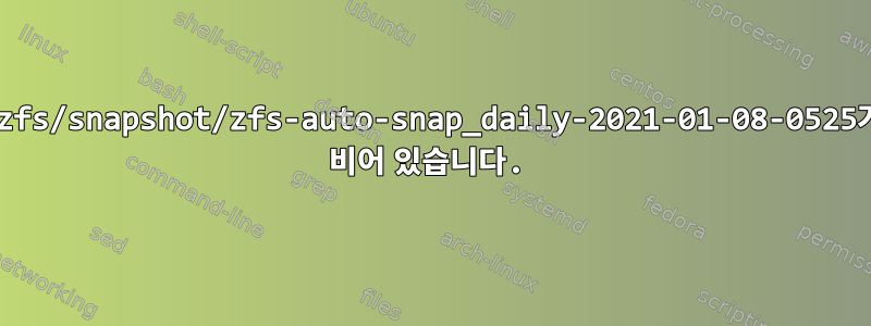 .zfs/snapshot/zfs-auto-snap_daily-2021-01-08-0525가 비어 있습니다.