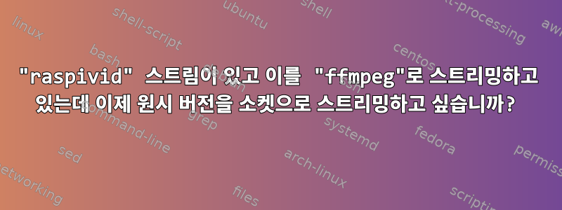 "raspivid" 스트림이 있고 이를 "ffmpeg"로 스트리밍하고 있는데 이제 원시 버전을 소켓으로 스트리밍하고 싶습니까?