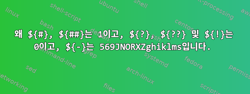 왜 ${#}, ${##}는 1이고, ${?}, ${??} 및 ${!}는 0이고, ${-}는 569JNORXZghiklms입니다.