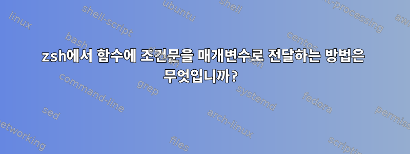 zsh에서 함수에 조건문을 매개변수로 전달하는 방법은 무엇입니까?