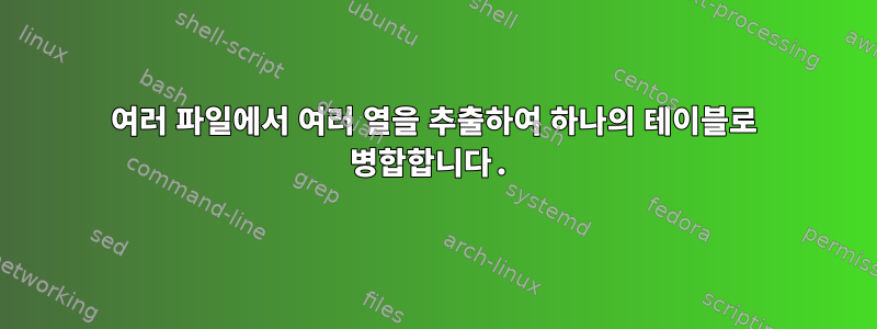 여러 파일에서 여러 열을 추출하여 하나의 테이블로 병합합니다.