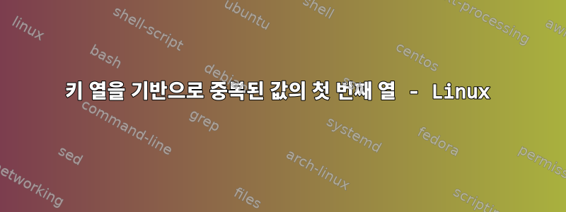 키 열을 기반으로 중복된 값의 첫 번째 열 - Linux