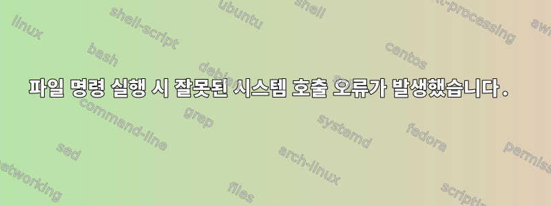 파일 명령 실행 시 잘못된 시스템 호출 오류가 발생했습니다.