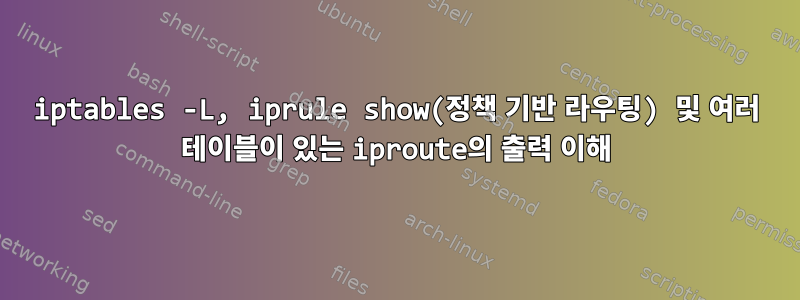 iptables -L, iprule show(정책 기반 라우팅) 및 여러 테이블이 있는 iproute의 출력 이해