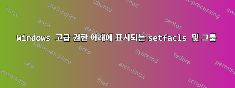 Windows 고급 권한 아래에 표시되는 setfacls 및 그룹